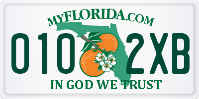 FL license plate 0102XB