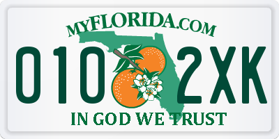 FL license plate 0102XK