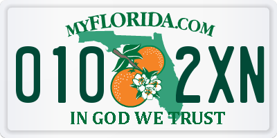 FL license plate 0102XN