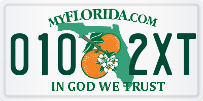 FL license plate 0102XT
