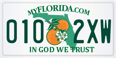 FL license plate 0102XW