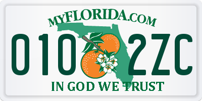 FL license plate 0102ZC