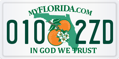 FL license plate 0102ZD