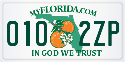FL license plate 0102ZP