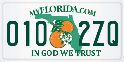 FL license plate 0102ZQ