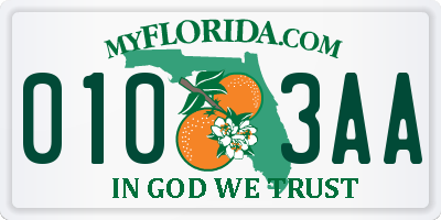 FL license plate 0103AA