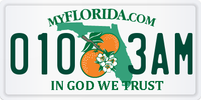 FL license plate 0103AM