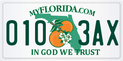 FL license plate 0103AX