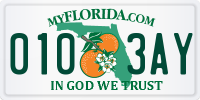 FL license plate 0103AY