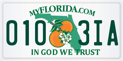 FL license plate 0103IA
