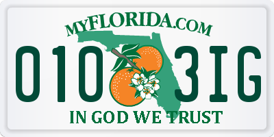 FL license plate 0103IG