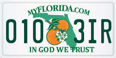 FL license plate 0103IR