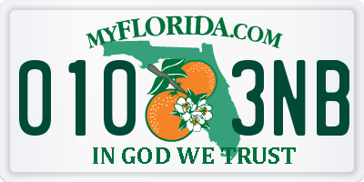 FL license plate 0103NB