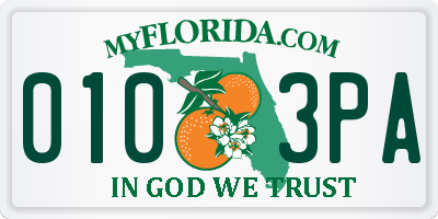 FL license plate 0103PA