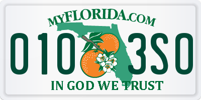 FL license plate 0103SO