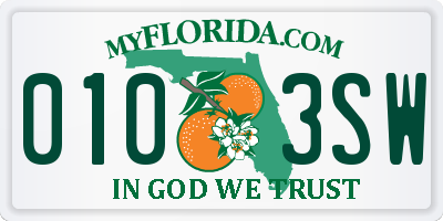 FL license plate 0103SW