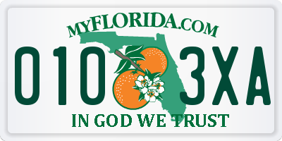 FL license plate 0103XA