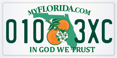 FL license plate 0103XC