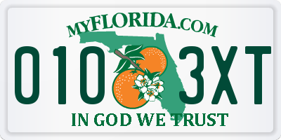 FL license plate 0103XT