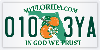 FL license plate 0103YA