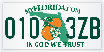 FL license plate 0103ZB