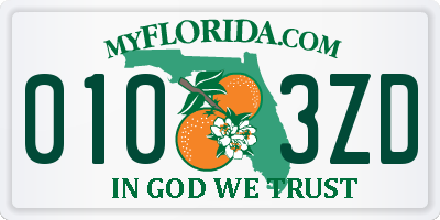 FL license plate 0103ZD