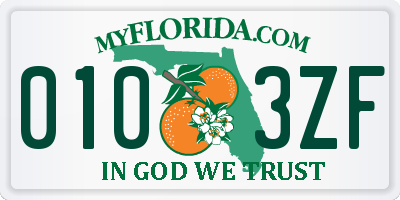 FL license plate 0103ZF