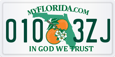 FL license plate 0103ZJ