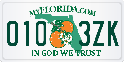 FL license plate 0103ZK
