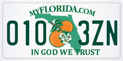 FL license plate 0103ZN
