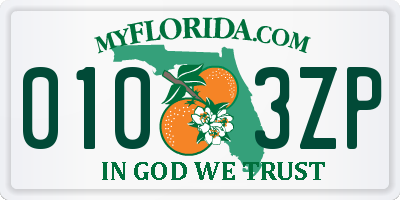 FL license plate 0103ZP