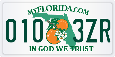 FL license plate 0103ZR