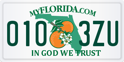 FL license plate 0103ZU