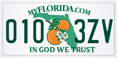 FL license plate 0103ZV