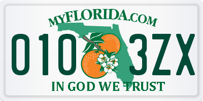 FL license plate 0103ZX