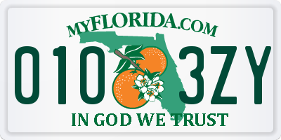 FL license plate 0103ZY