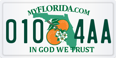FL license plate 0104AA