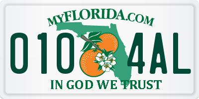 FL license plate 0104AL