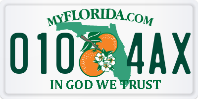FL license plate 0104AX