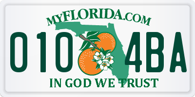 FL license plate 0104BA