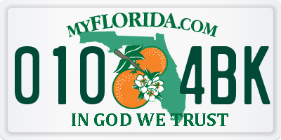 FL license plate 0104BK