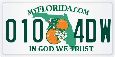 FL license plate 0104DW