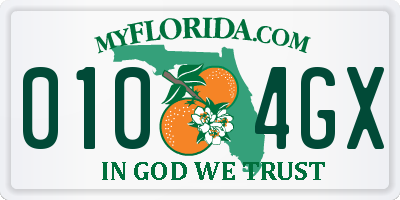 FL license plate 0104GX