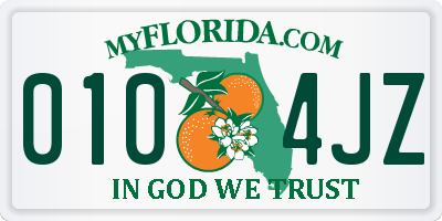 FL license plate 0104JZ