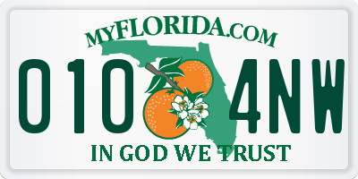 FL license plate 0104NW