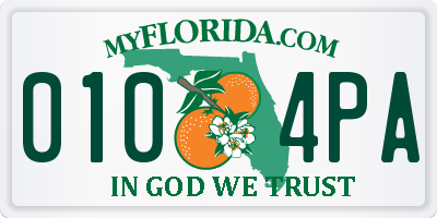 FL license plate 0104PA