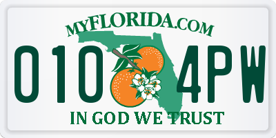 FL license plate 0104PW