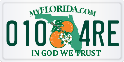 FL license plate 0104RE