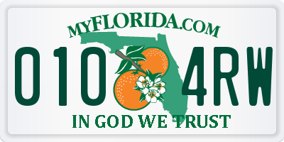 FL license plate 0104RW