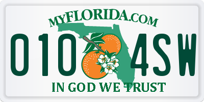 FL license plate 0104SW